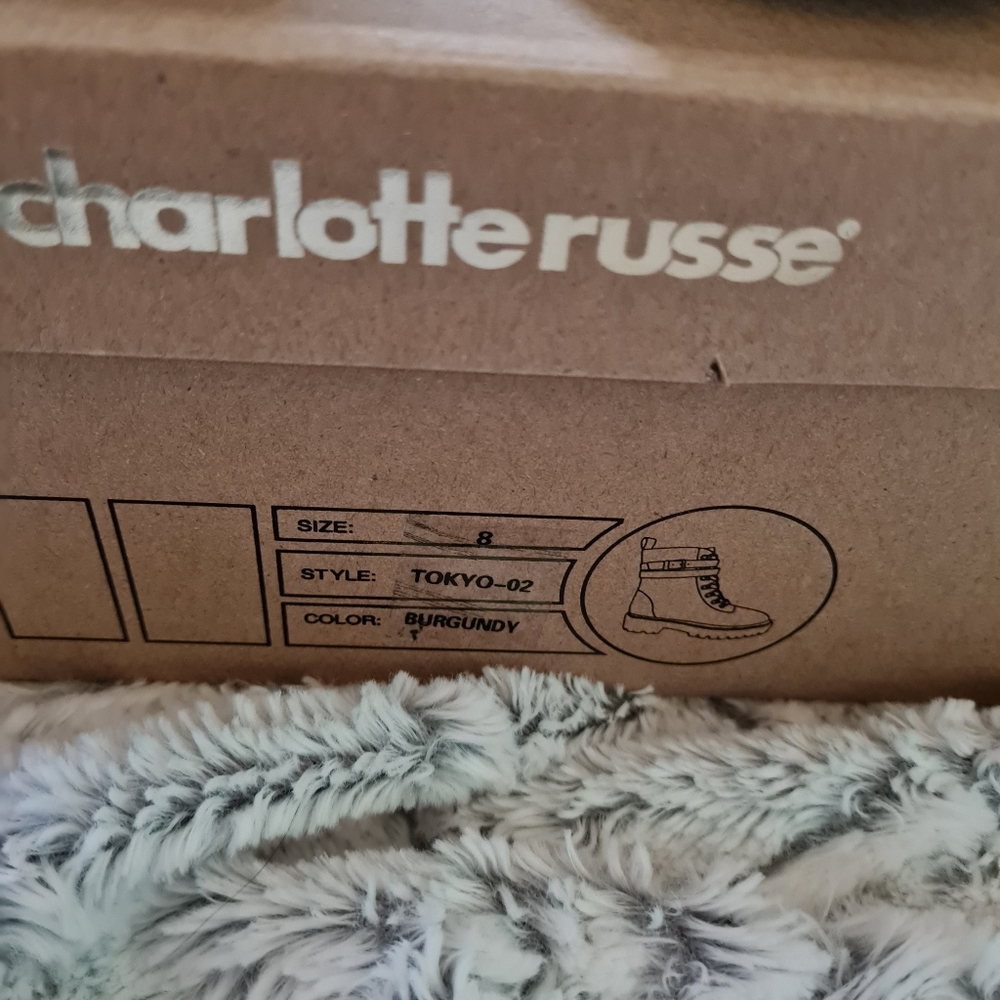 Charlotte Russe Maroon Suede Combat Boots Sz 8 - Picture 3 of 10